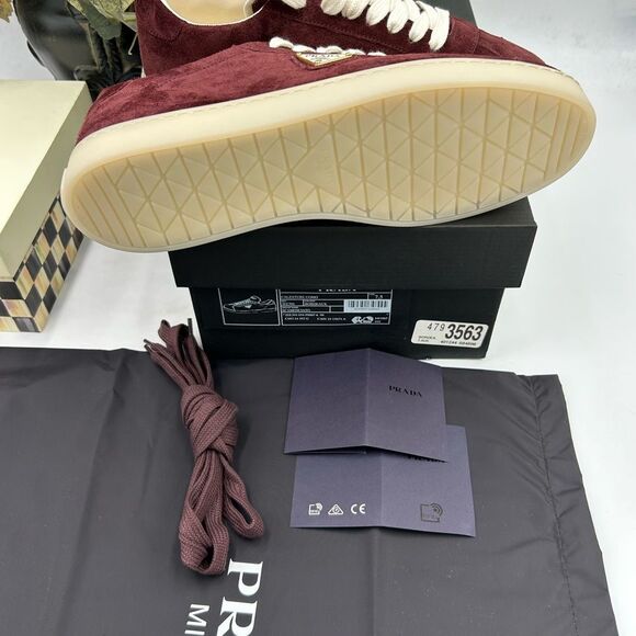 Men's Prada triangle logo suede sneakers size 8.5 US made in Italy - Picture 8 of 15